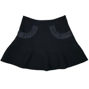 Body by Victoria Textured Wool Blend Skirt Flared‎ Pocket Detail Womens 8 Black